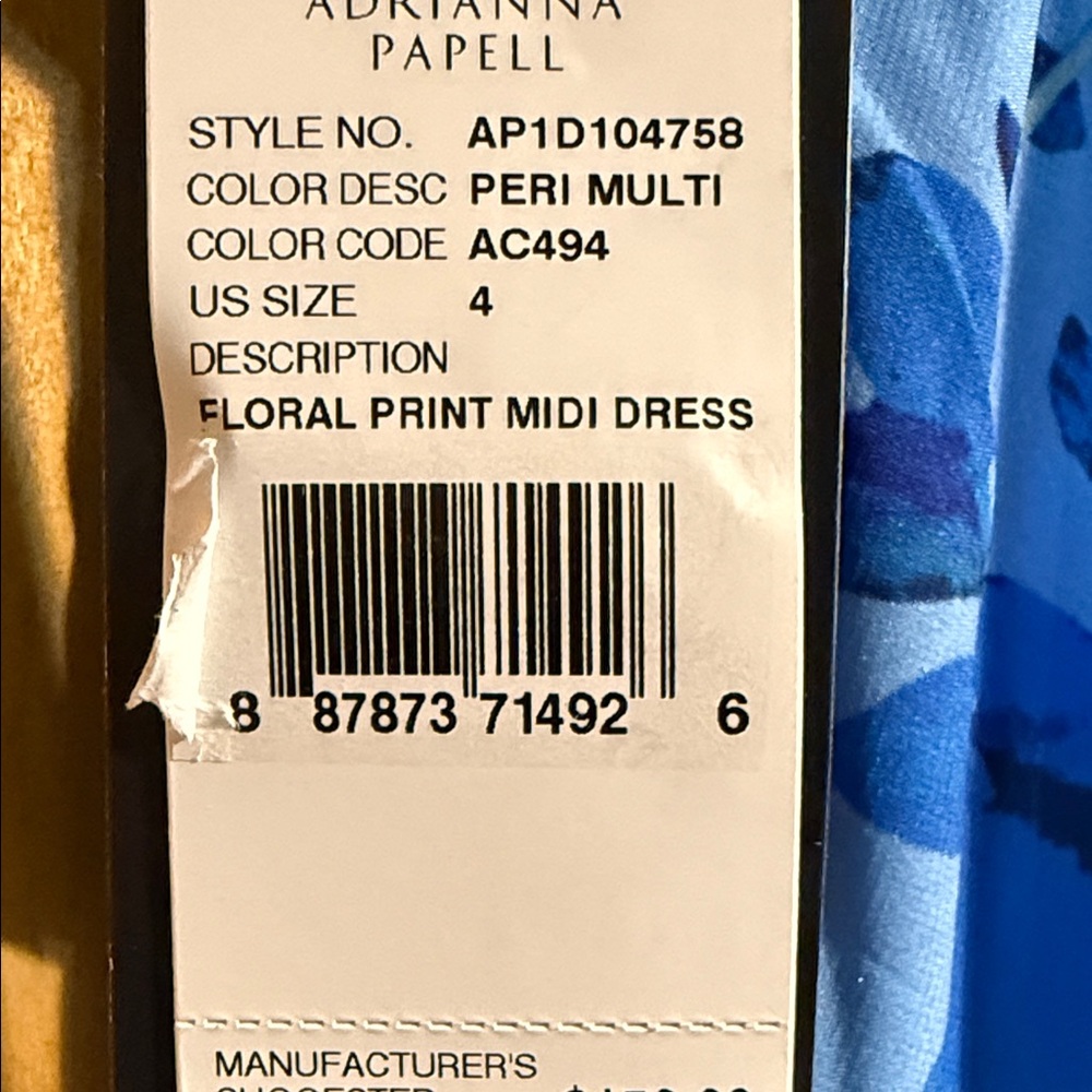 Adrianna Papell Blue Floral Midi Dress - Picture 5 of 5